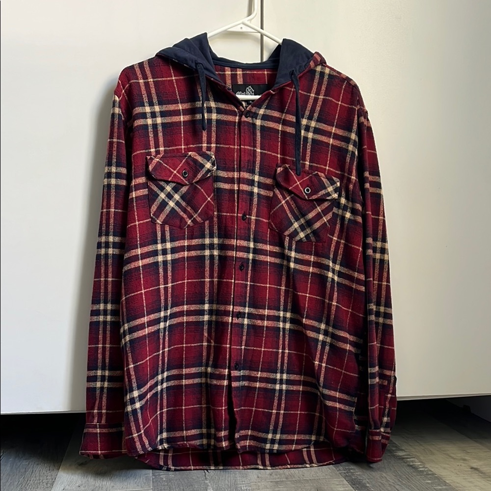 Plaid Casual Button Down Shirt with Hood